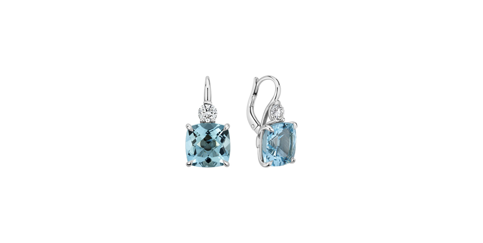 Diamond earrings with Aquamarine The Duchess