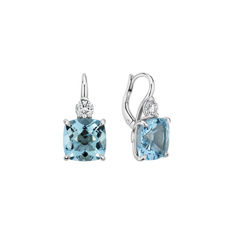 Diamond earrings with Aquamarine The Duchess