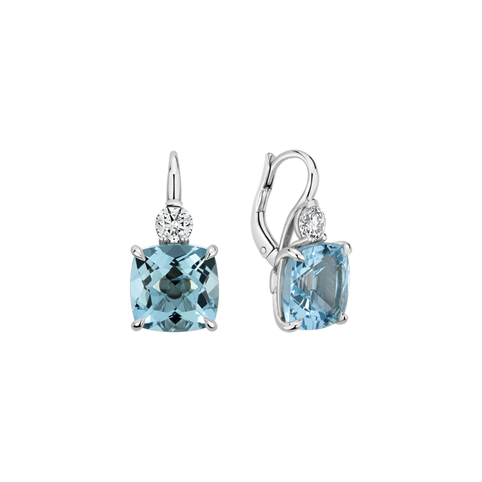 Diamond earrings with Aquamarine The Duchess