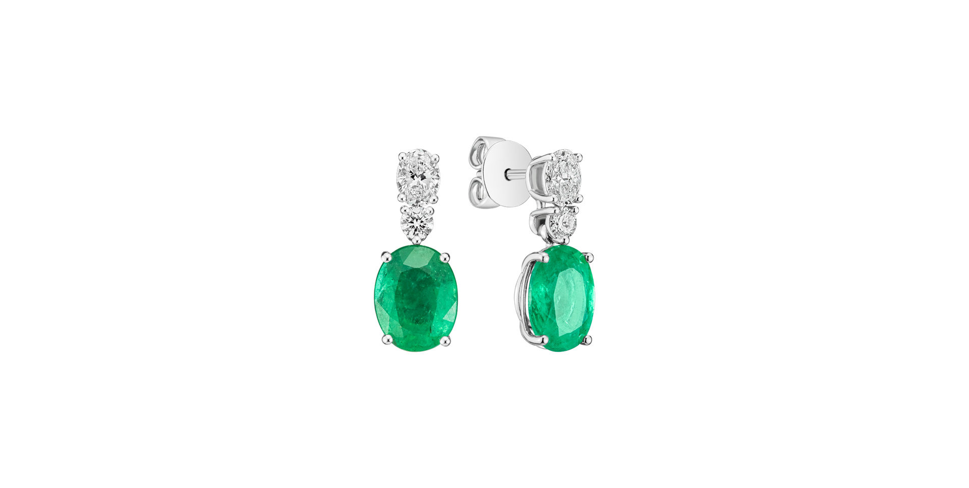 Diamond earrings with Emerald Isoria