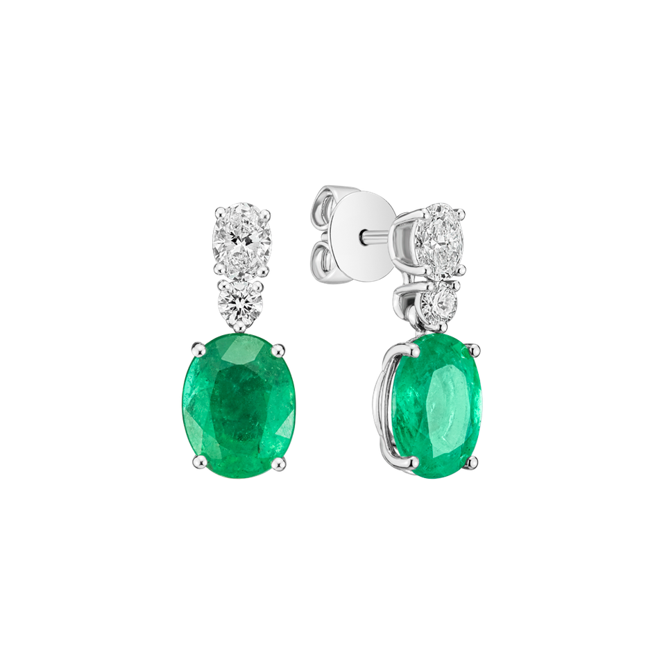 Diamond earrings with Emerald Isoria