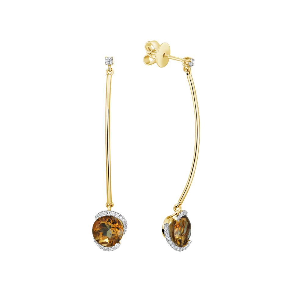 Diamond earrings with Citrine Expecting Perfection
