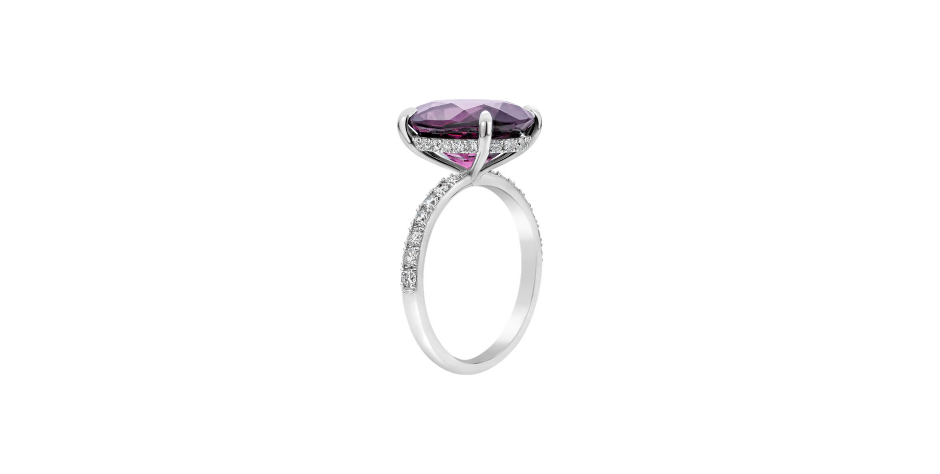 Diamond ring with Rhodolite Queen of Magic Coast