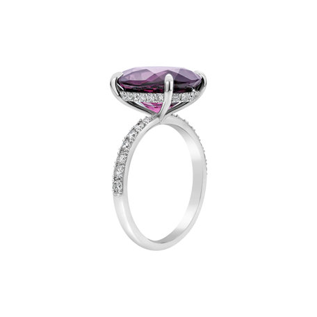 Diamond ring with Rhodolite Queen of Magic Coast