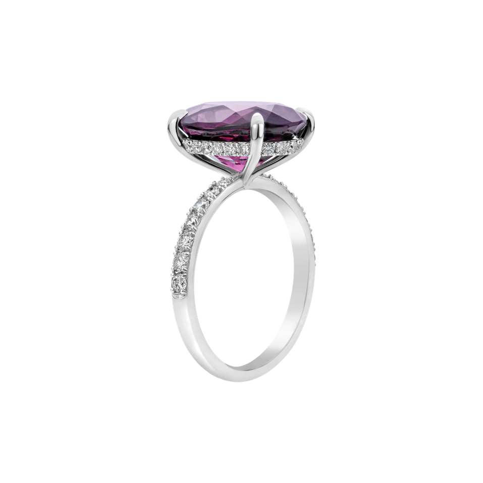 Diamond ring with Rhodolite Queen of Magic Coast