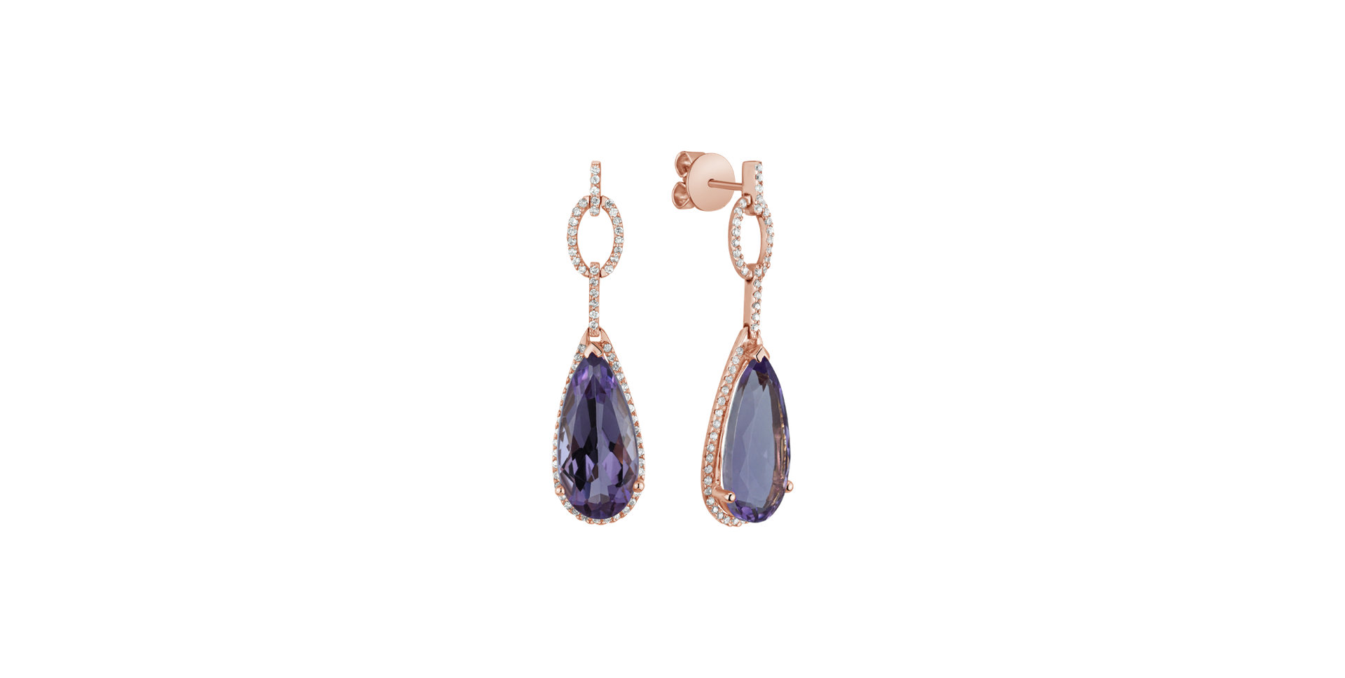 Diamond earrings with Amethyst Tear of Light