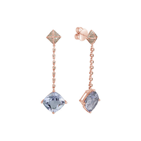 Diamond earrings with Amethyst Fairy Chain