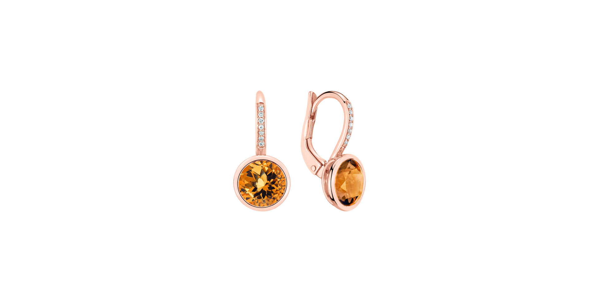 Diamond earrings with Citrine Regal Elegance
