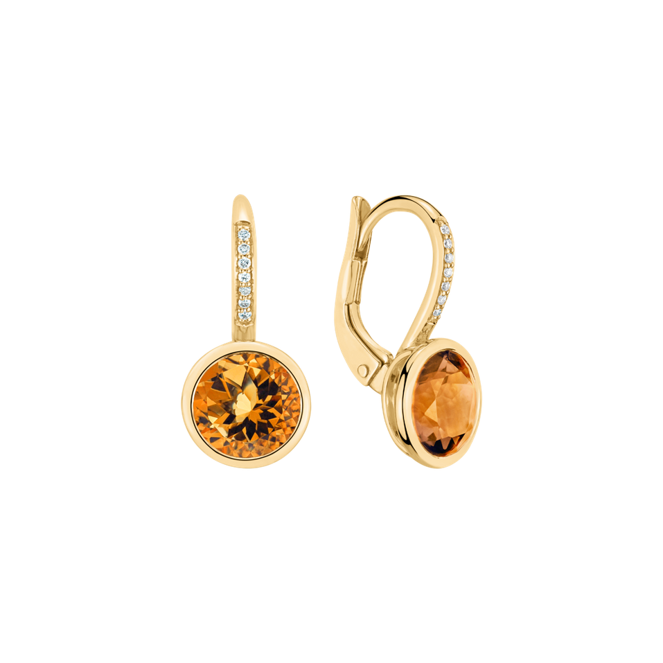 Diamond earrings with Citrine Regal Elegance
