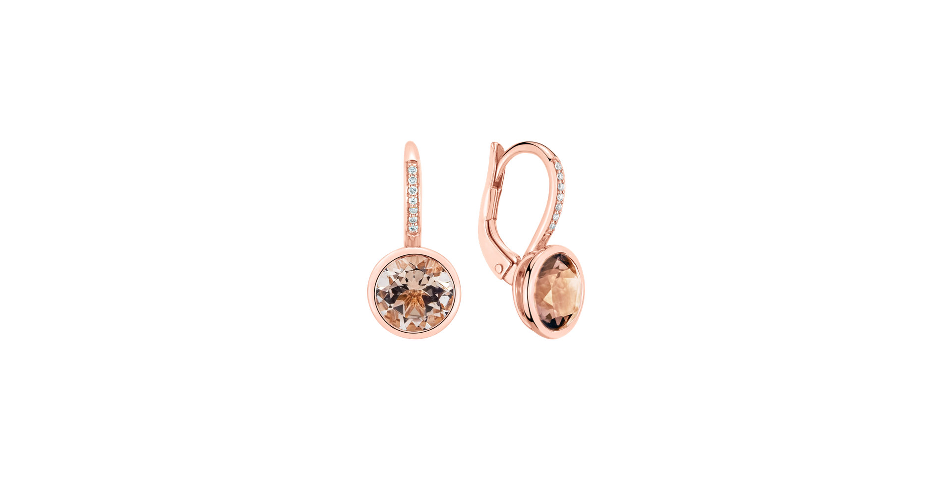 Diamond earrings with Morganite Regal Elegance