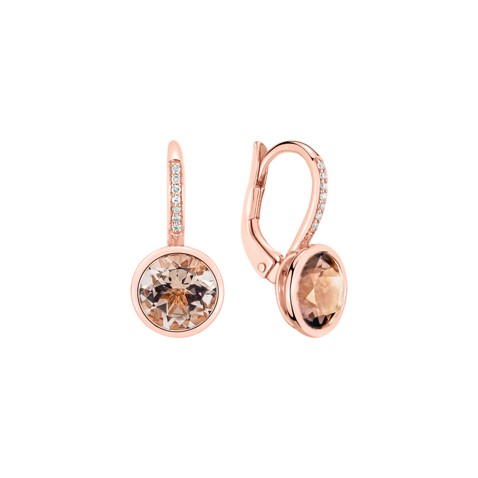 Diamond earrings with Morganite Regal Elegance