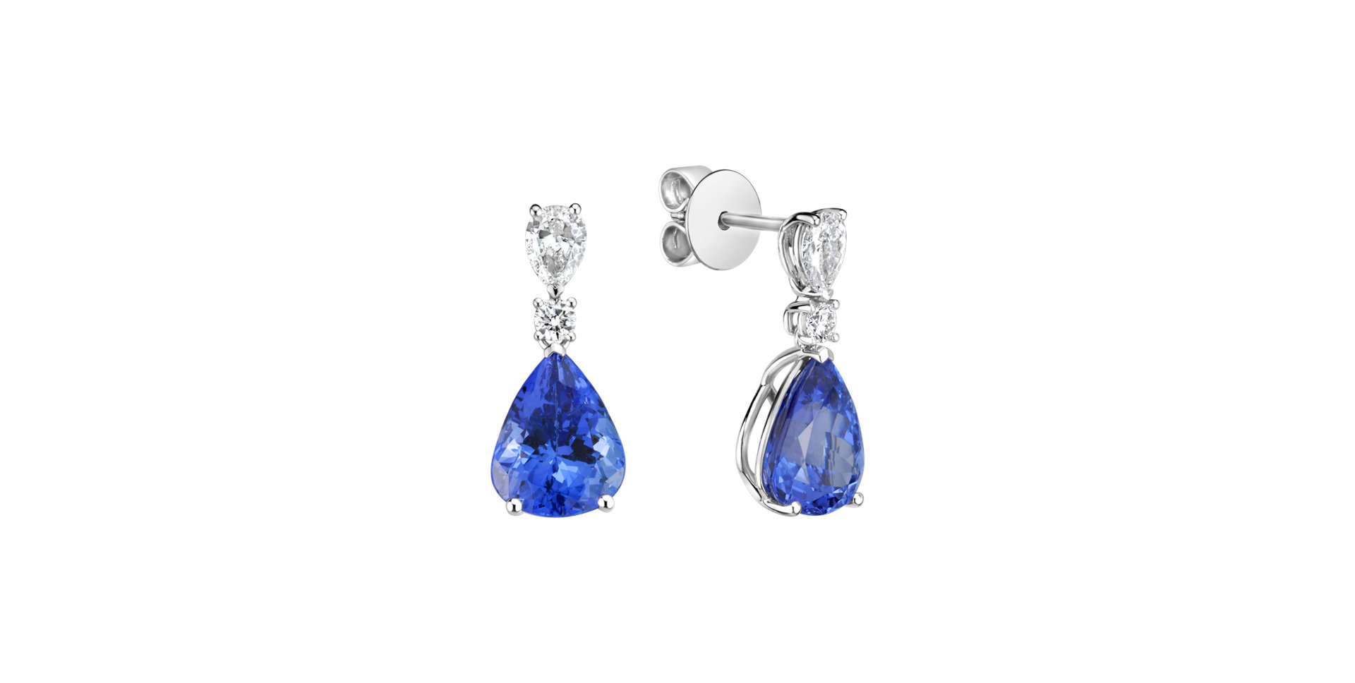 Diamond earrings with Tanzanite Aqua Spark