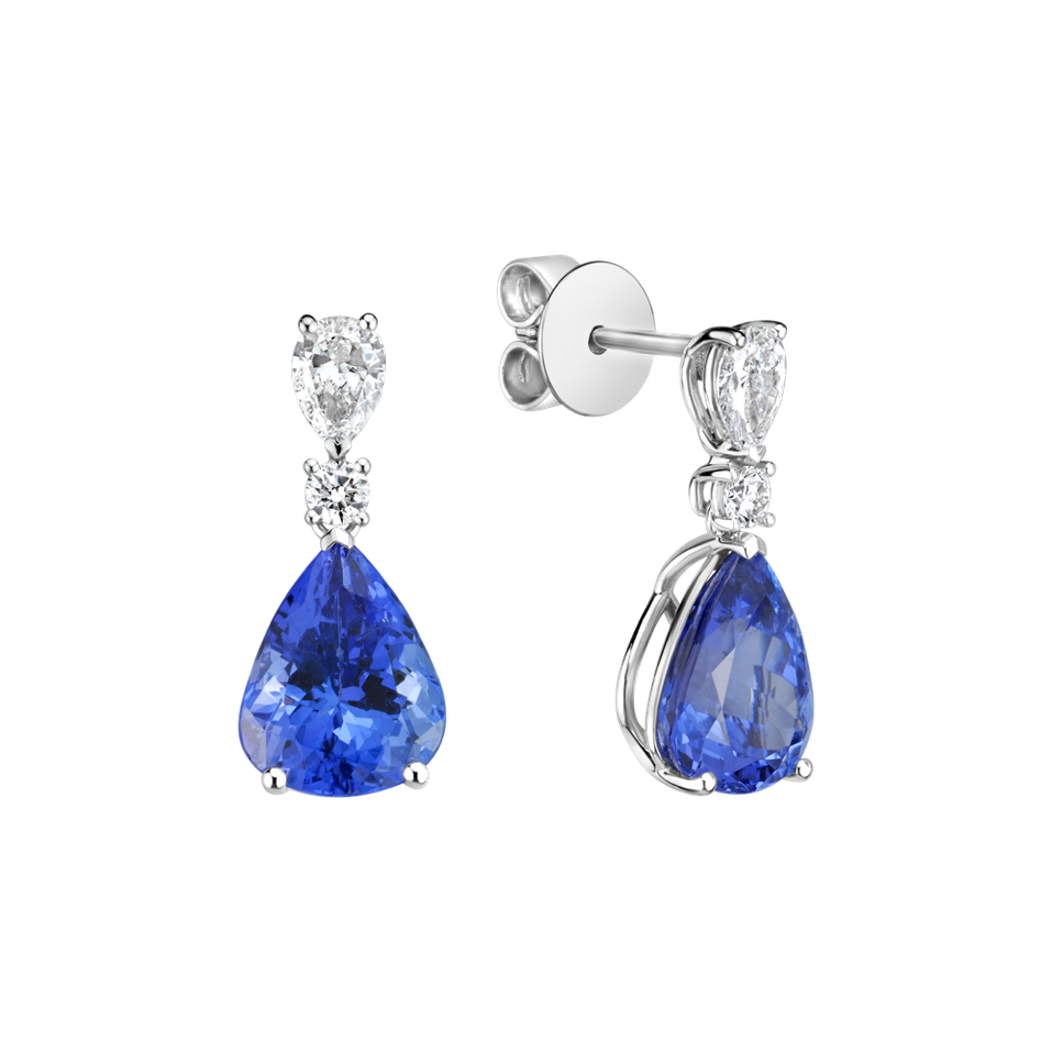 Diamond earrings with Tanzanite Aqua Spark