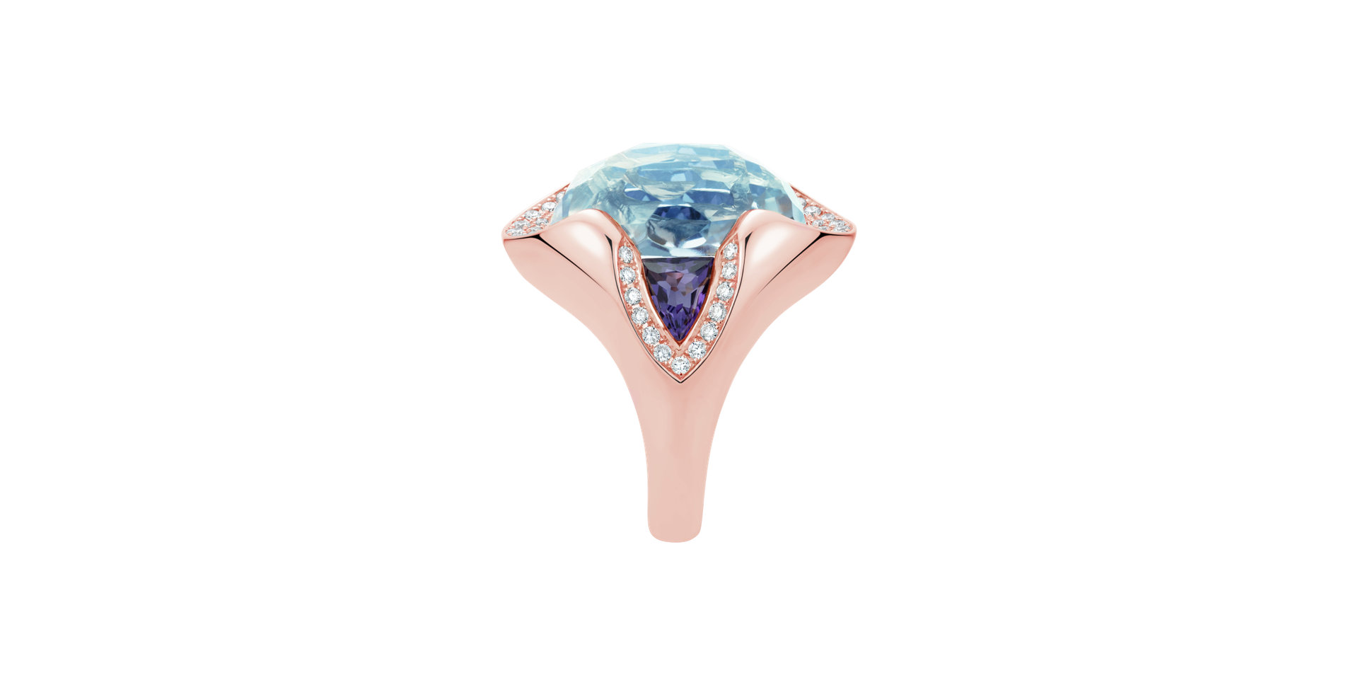 Diamond ring with Topaz and Amethysts Viridian Grace