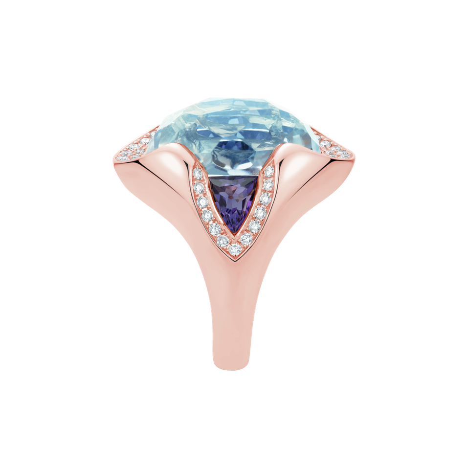 Diamond ring with Topaz and Amethysts Viridian Grace