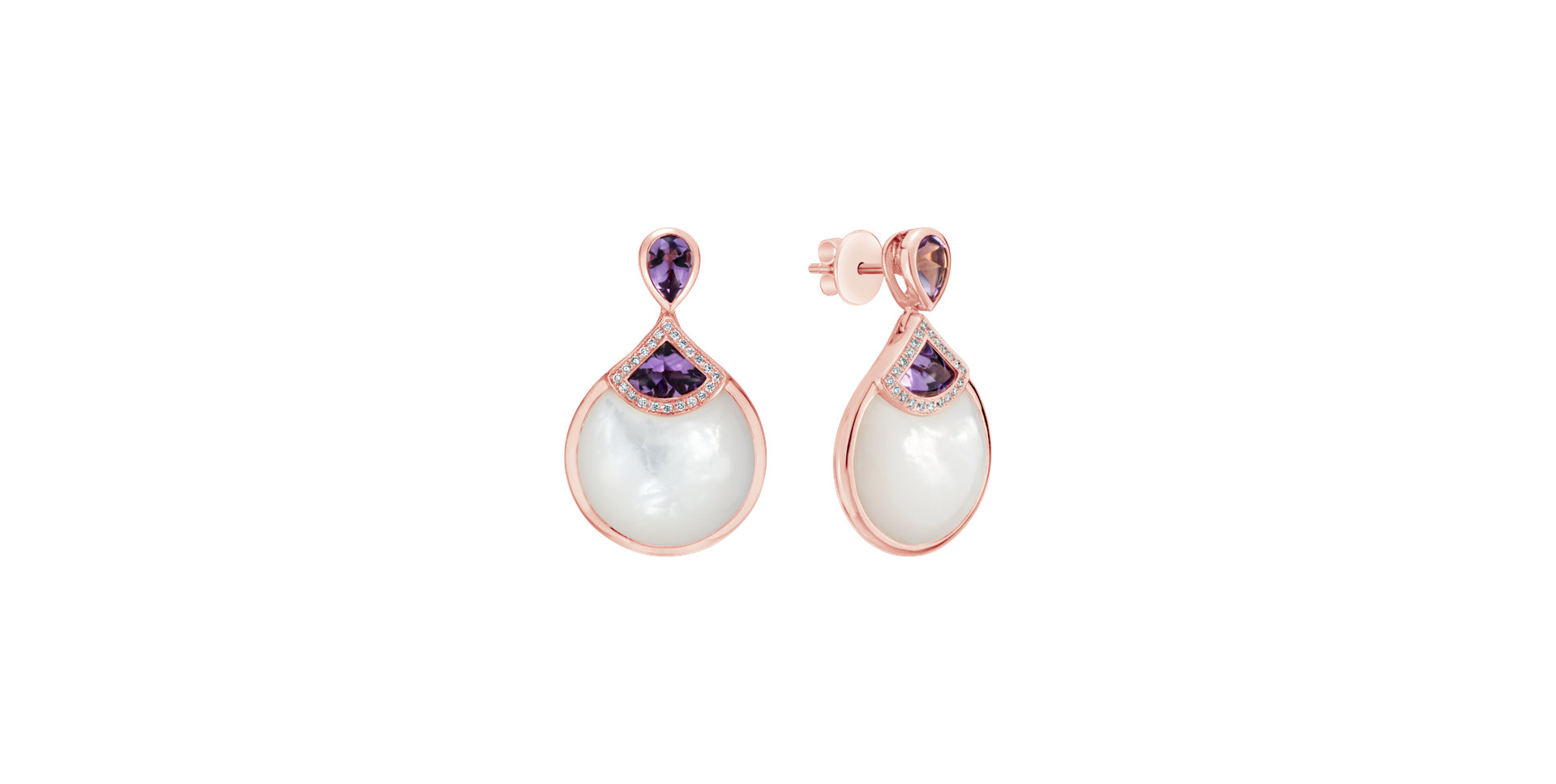 Diamond earrings with Amethyst and Pearl Velaryn