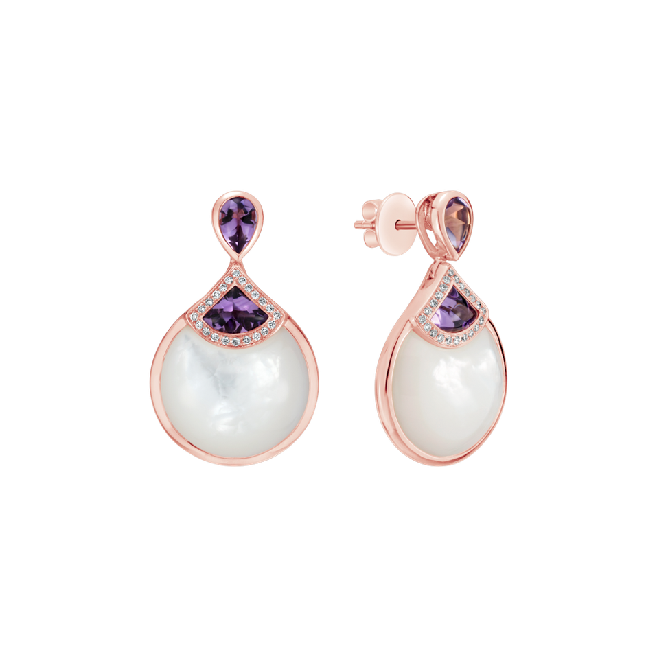 Diamond earrings with Amethyst and Pearl Velaryn