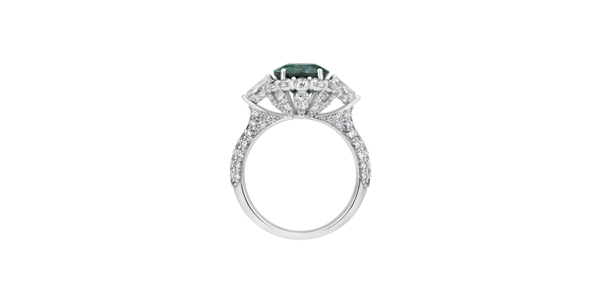 Diamond ring with Tourmaline Lorienth