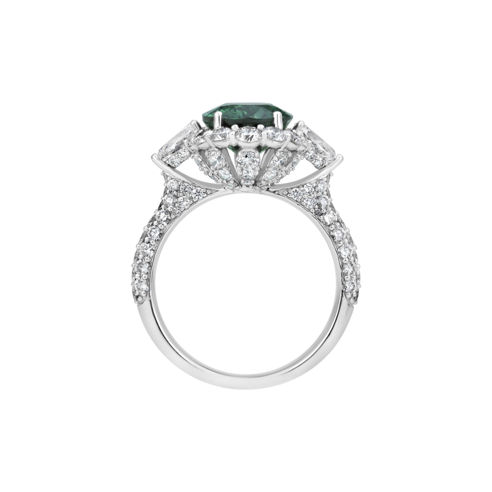 Diamond ring with Tourmaline Lorienth