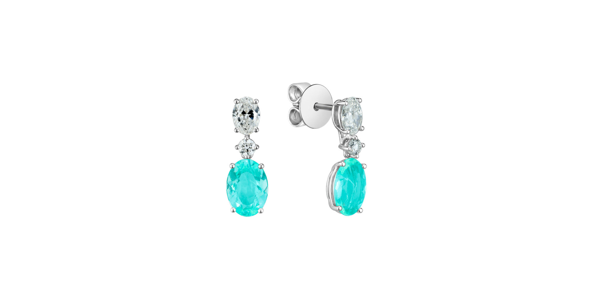 Diamond earrings with Paraiba Teal Glow