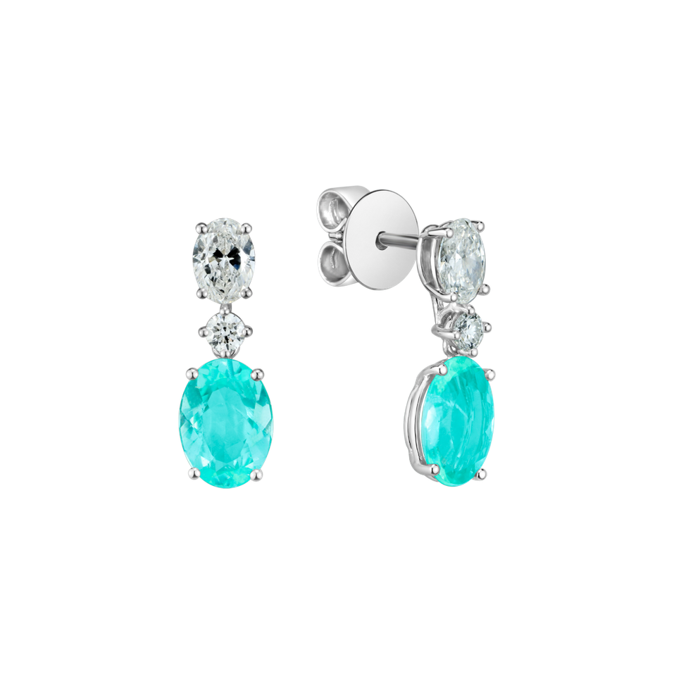Diamond earrings with Paraiba Teal Glow