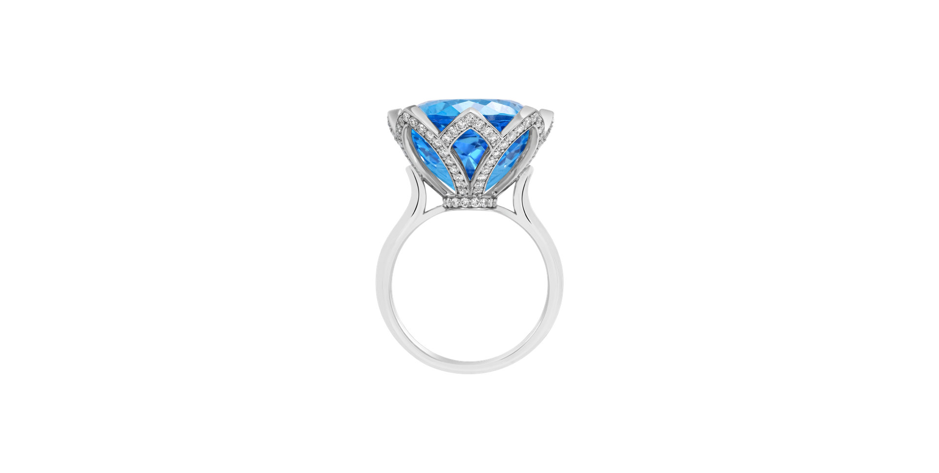 Diamond ring with Topaz Ice Blossom