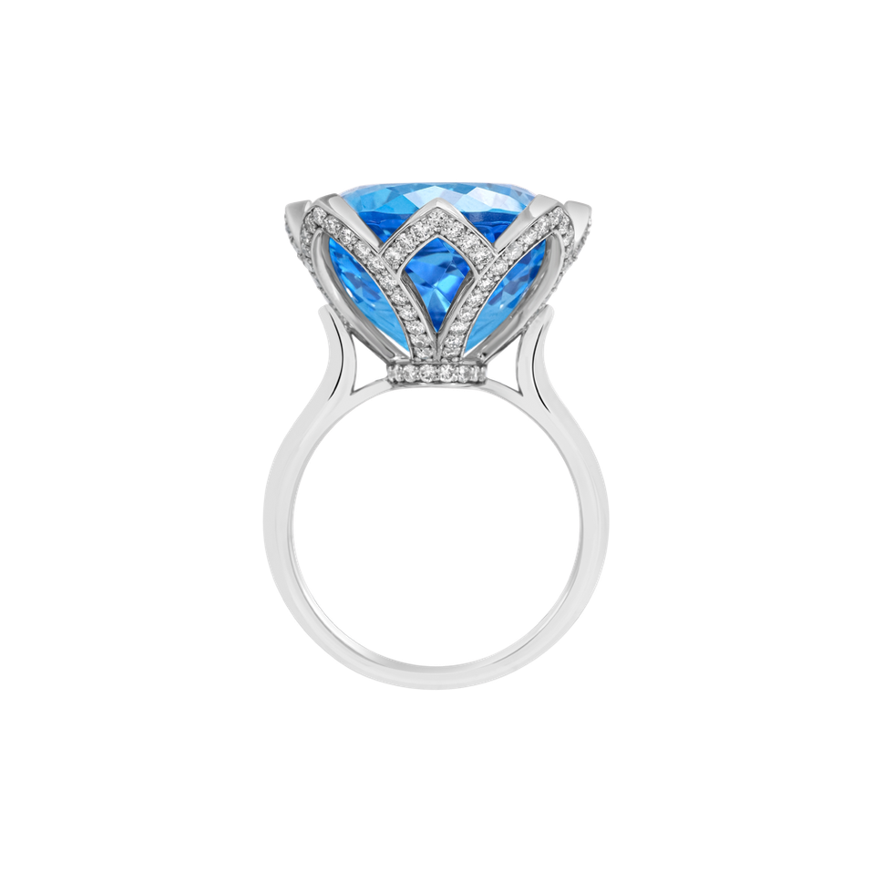 Diamond ring with Topaz Ice Blossom