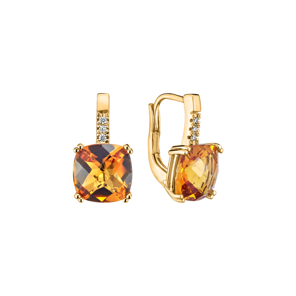Diamond earrings with Citrine Space Romance