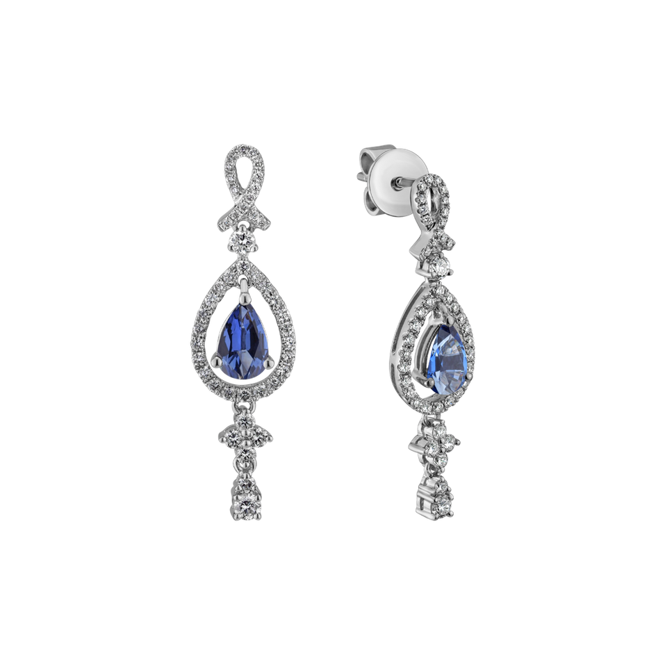 Diamond earrings with Sapphire Sapphire happiness