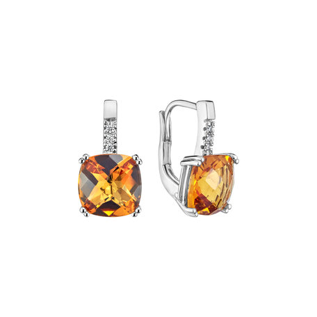 Diamond earrings with Citrine Space Romance