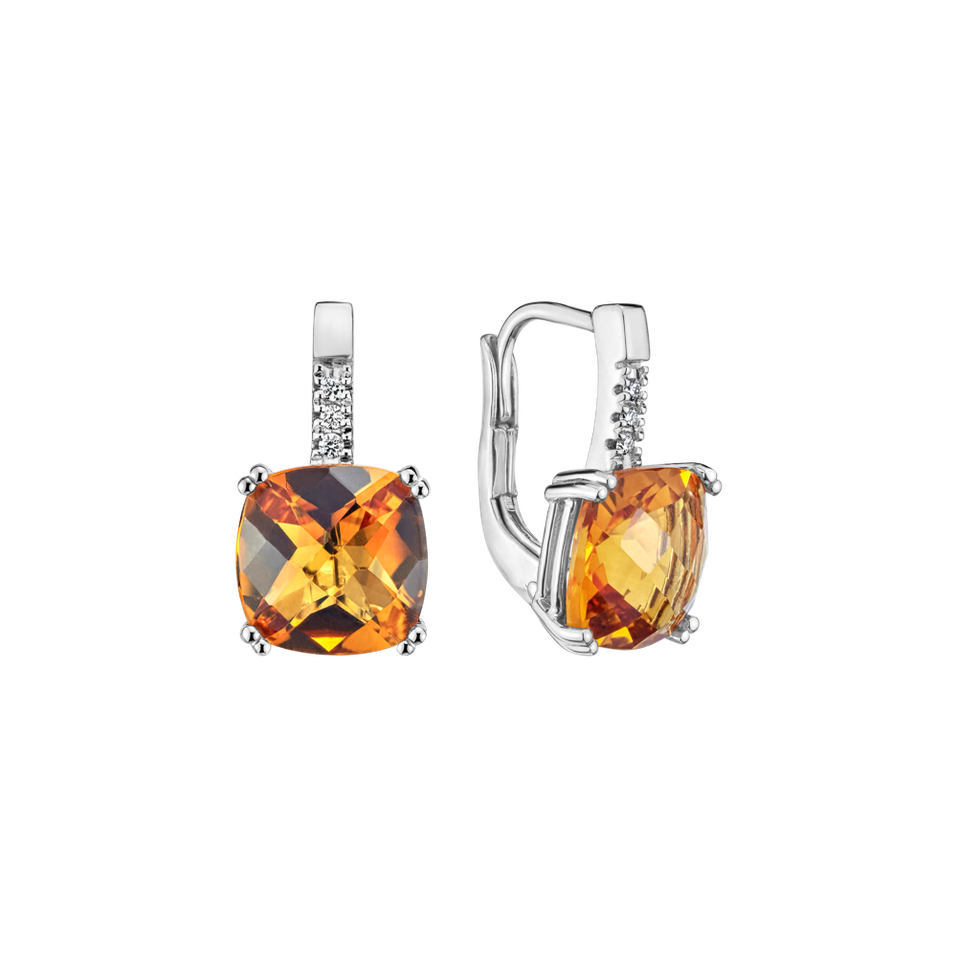 Diamond earrings with Citrine Space Romance