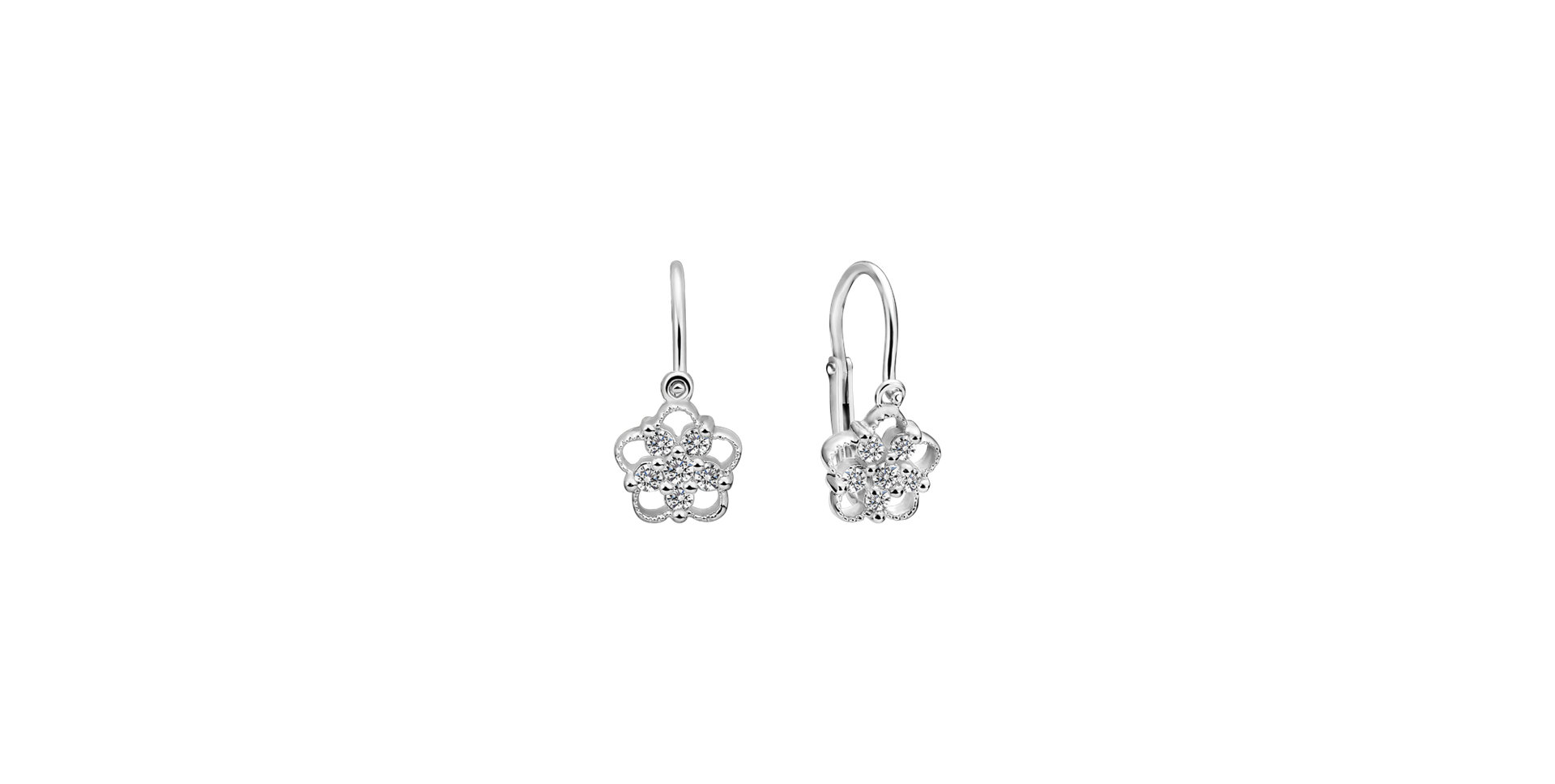 Children's diamond earrings Flower Silhouette