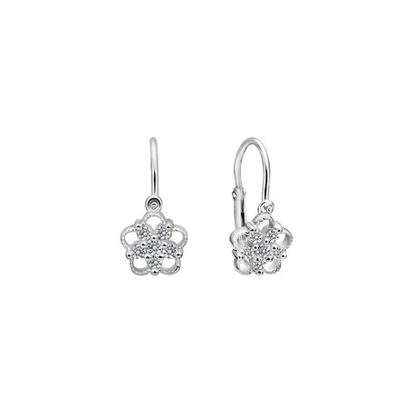 Children's diamond earrings Flower Silhouette