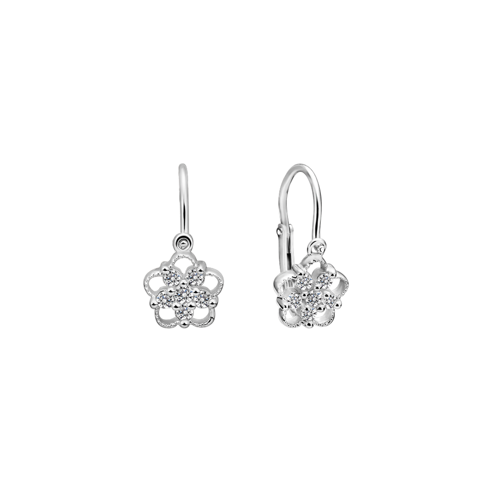 Children's diamond earrings Flower Silhouette