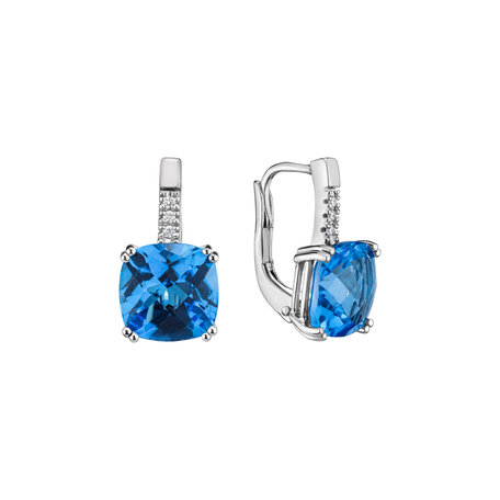 Diamond earrings with Topaz Space Romance