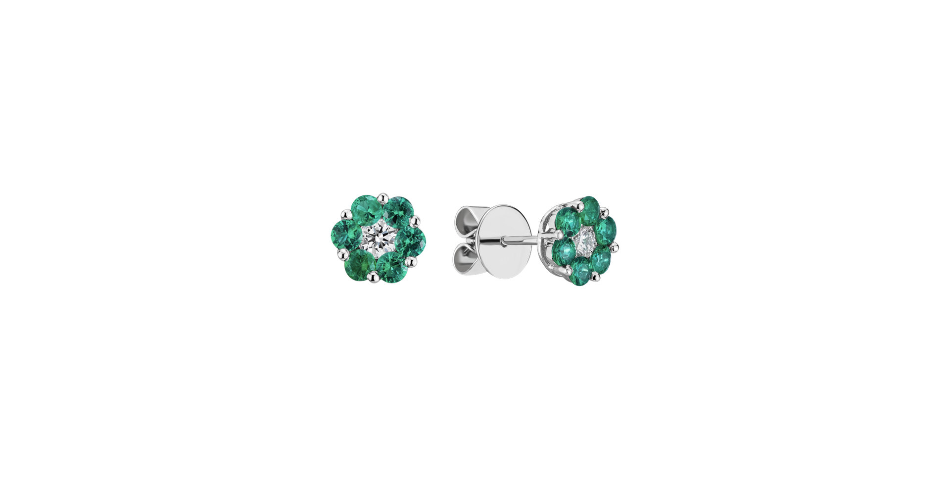 Diamond earrings with Emeralds Shiny Flower
