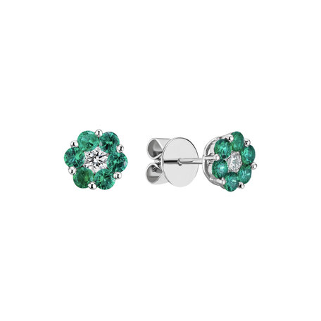 Diamond earrings with Emeralds Shiny Flower