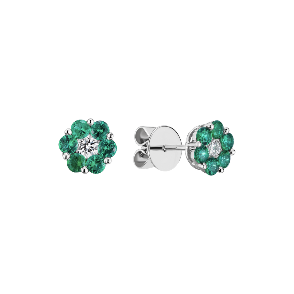Diamond earrings with Emeralds Shiny Flower