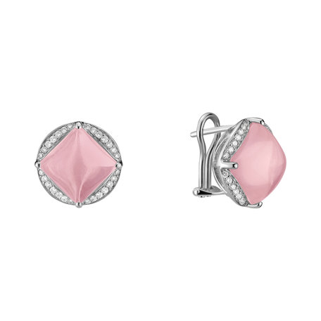 Diamond earrings with Rose Quartz Blooming Secrets