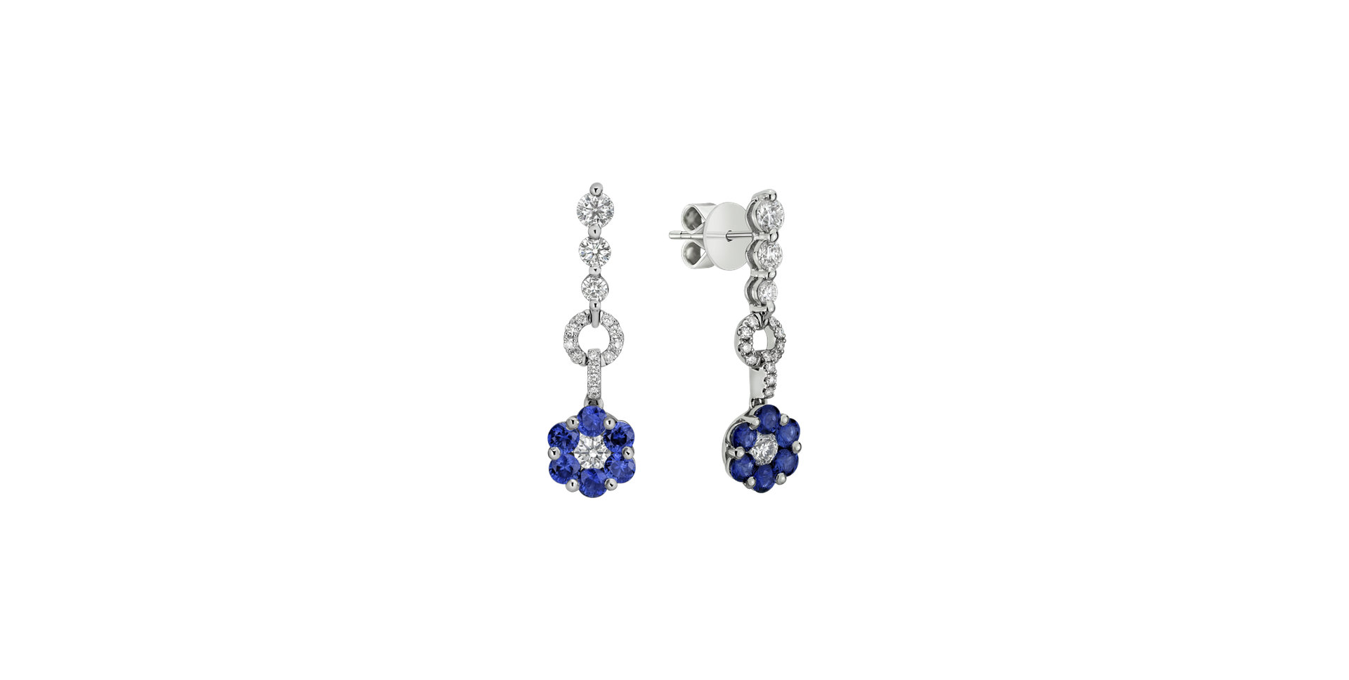 Diamond earrings and Sapphire Blue Sin