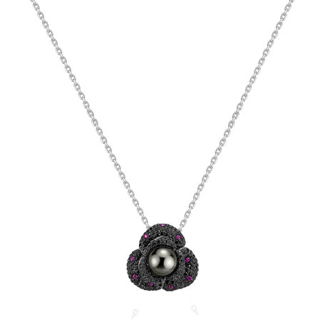 Brooch with Pearl, black diamonds and Ruby Brož a přívěs s perlou, černými diamanty a rubíny Dolores