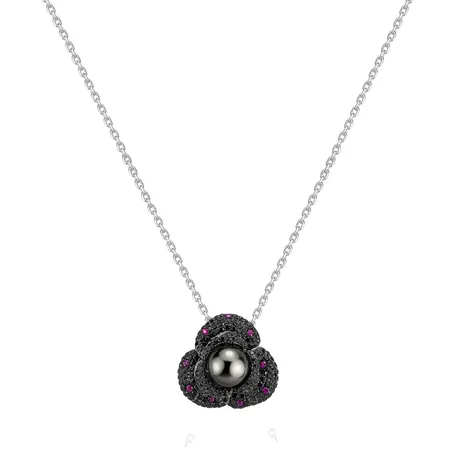 Brooch with Pearl, black diamonds and Ruby Brož a přívěs s perlou, černými diamanty a rubíny Dolores