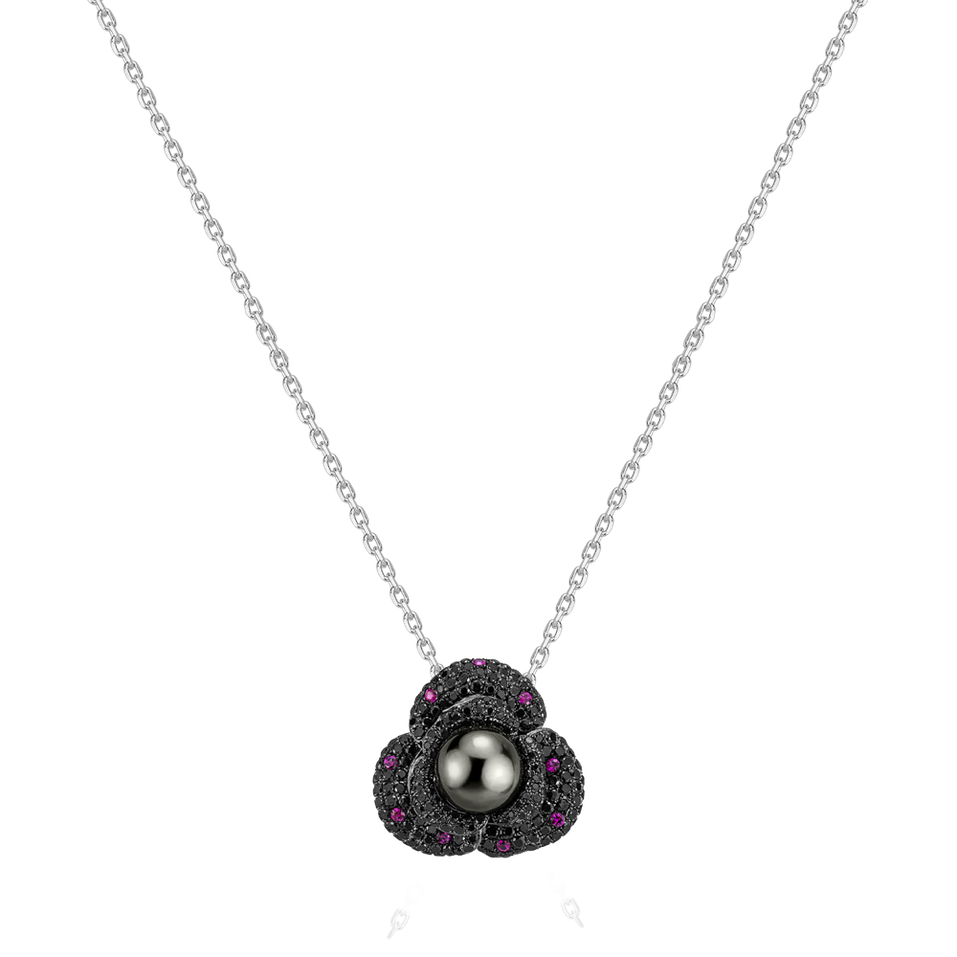 Brooch with Pearl, black diamonds and Ruby Brož a přívěs s perlou, černými diamanty a rubíny Dolores