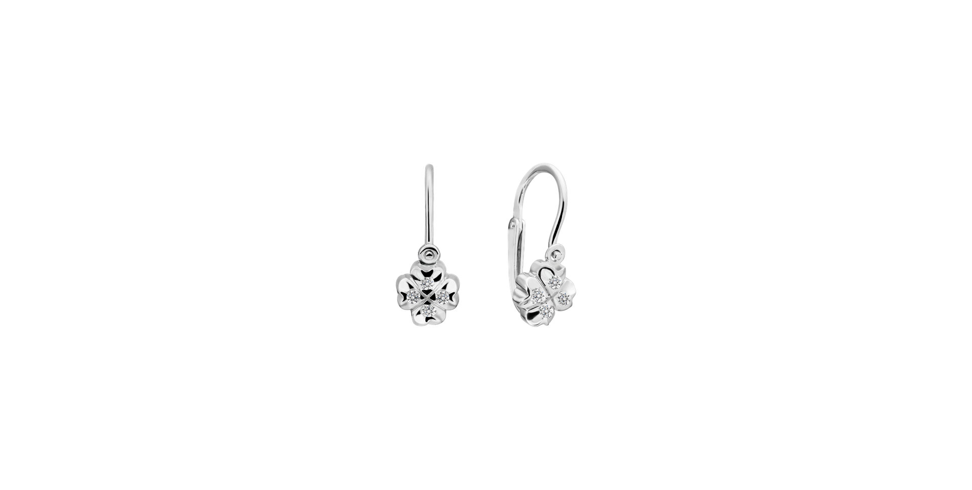 Children's diamond earrings Tiny Cloverleaf