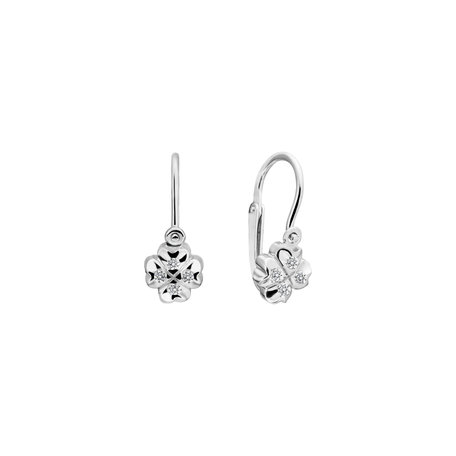 Children's diamond earrings Tiny Cloverleaf