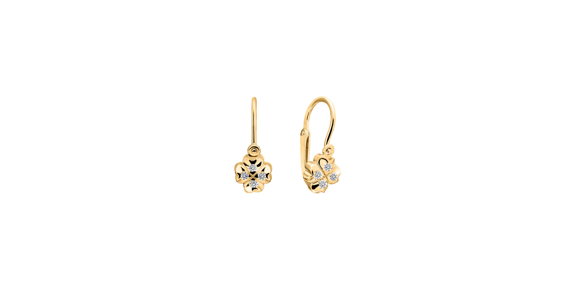 Children's diamond earrings Tiny Cloverleaf