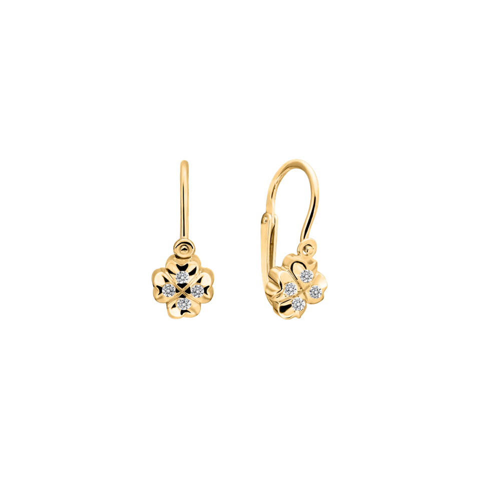 Children's diamond earrings Tiny Cloverleaf