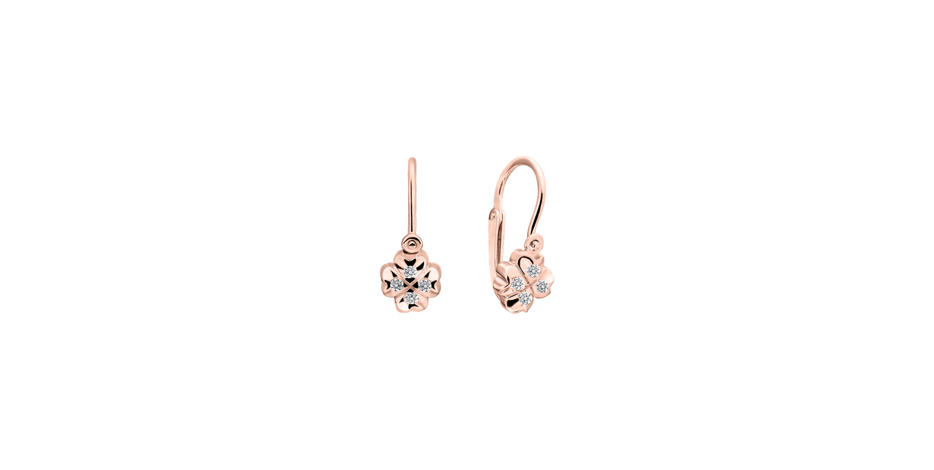 Children's diamond earrings Tiny Cloverleaf