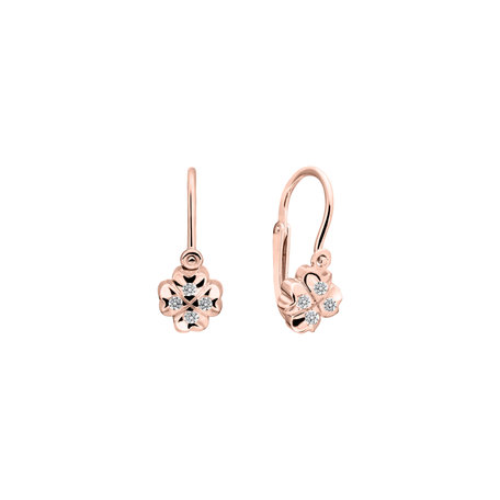 Children's diamond earrings Tiny Cloverleaf