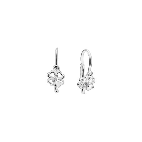 Children's diamond earrings Cloverleaf